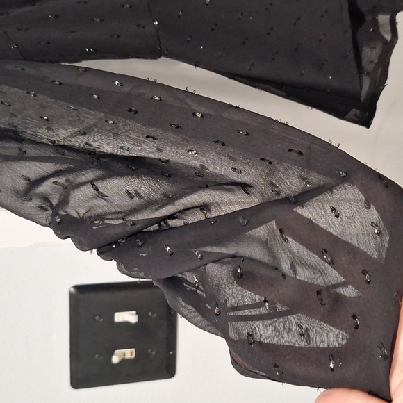 TART Women's black mesh sparkle ruched long sleeve top size xs NWT - Picture 3 of 8